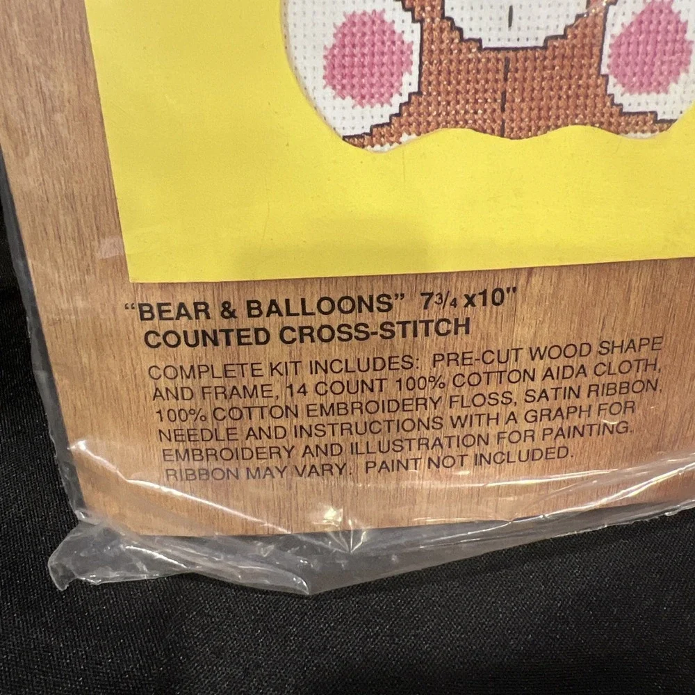New- Sealed Bucilla Bear & Balloons Gallery of Crafts Cross Stitch & Paint 32495